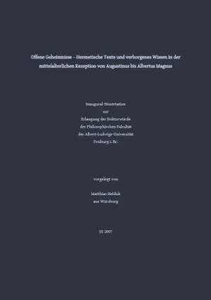Offene Geheimnisse. Hermetische Texte und verborgenes Wissen