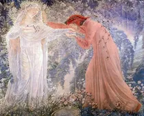 Dante buvant les eaux de Léthé