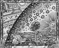 Flammarions Holzstich (Wanderer am Weltenrand)