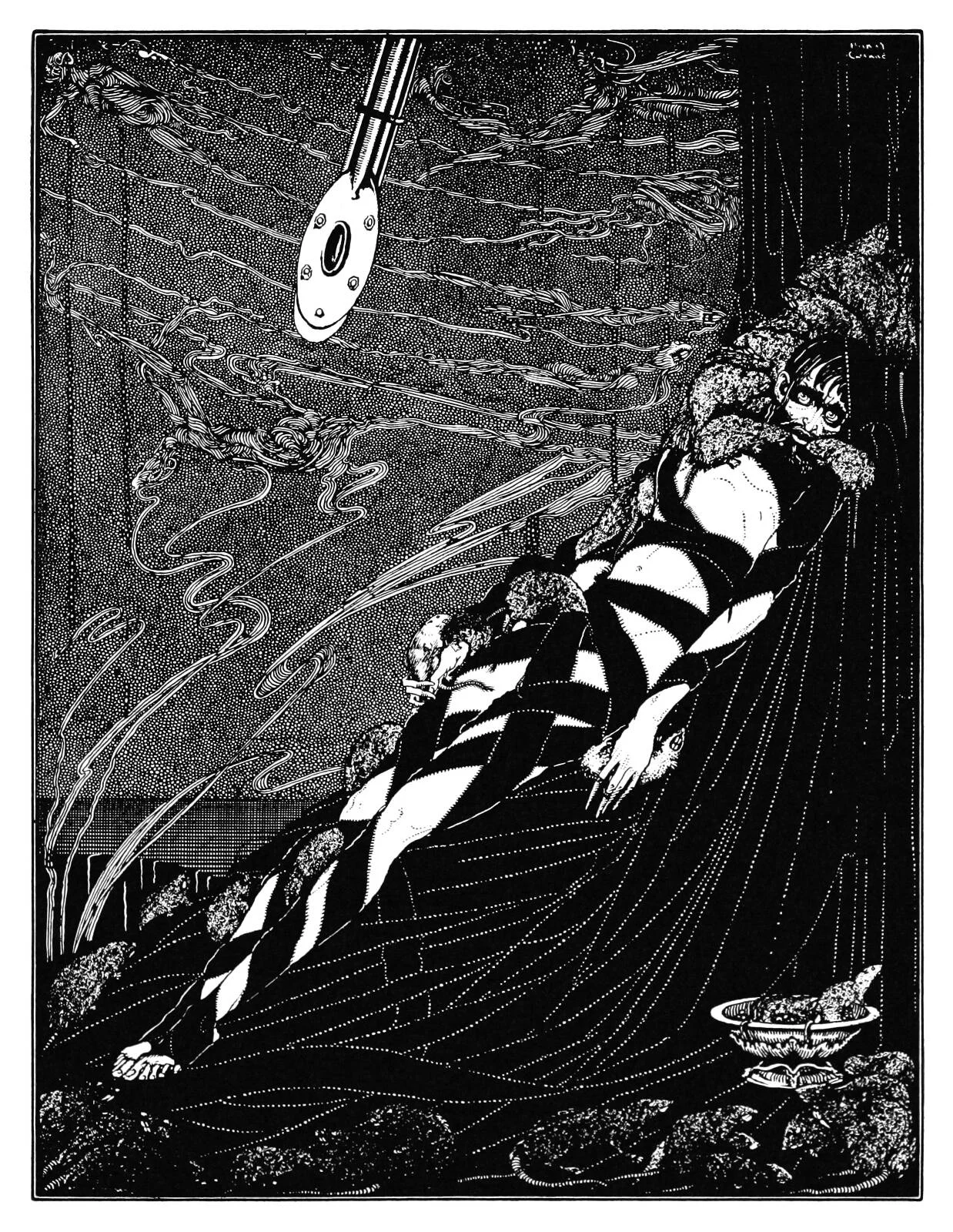 Illustration von Harry-Clarke für „Die Grube und das Pendel“